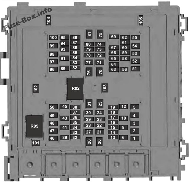 Under-hood fuse box diagram: Ford F-150 (2018, 2019)