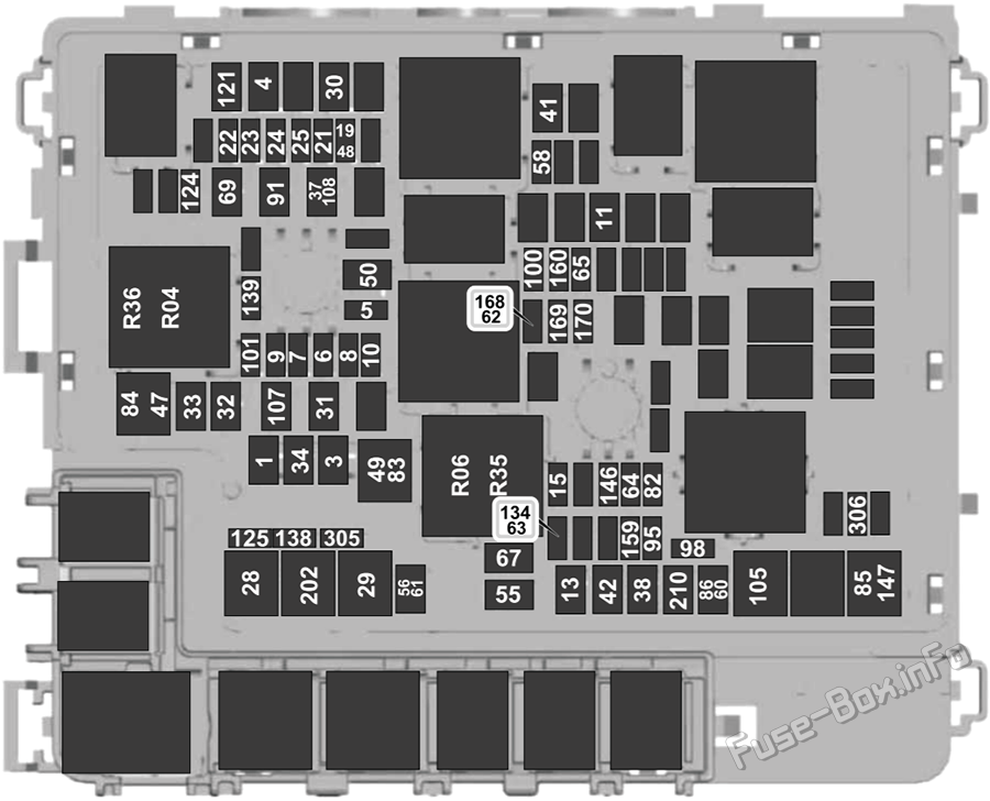 Under-hood fuse box diagram: Ford F-150 (2021, 2022)