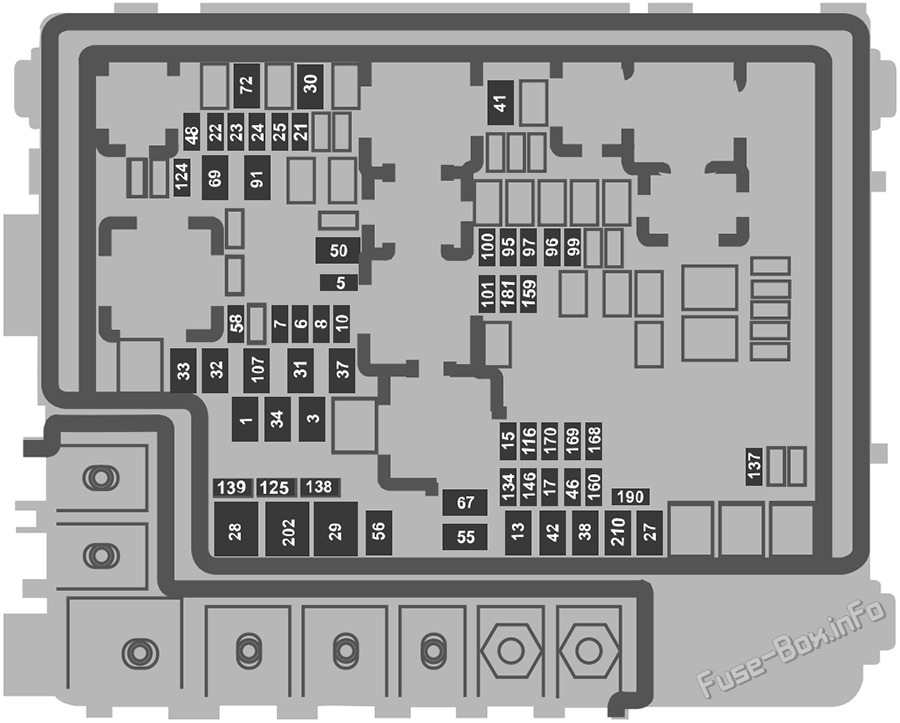 Under-hood fuse box diagram: Ford F-150 Lightning (2022, 2023)