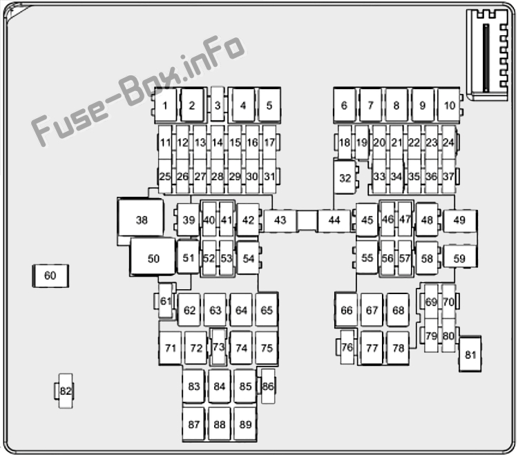 Under-hood fuse box diagram: Ford Puma (2019, 2020)