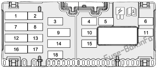 Interior fuse box diagram: Ford Puma (2019, 2020)