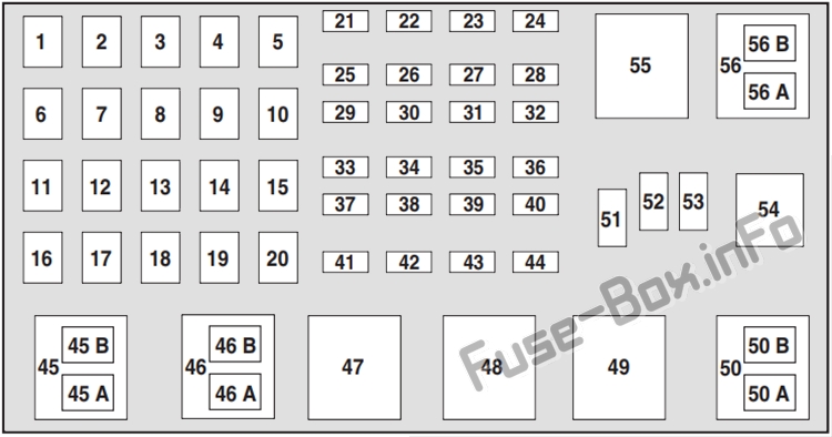 Under-hood fuse box diagram: Ford Ranger (2.3L - 2002, 2003)