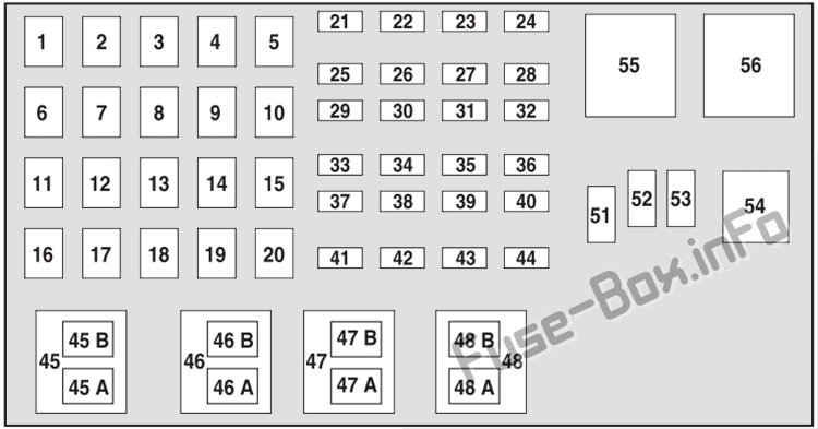 Under-hood fuse box diagram: Ford Ranger (3.0L and 4.0L - 2002, 2003)