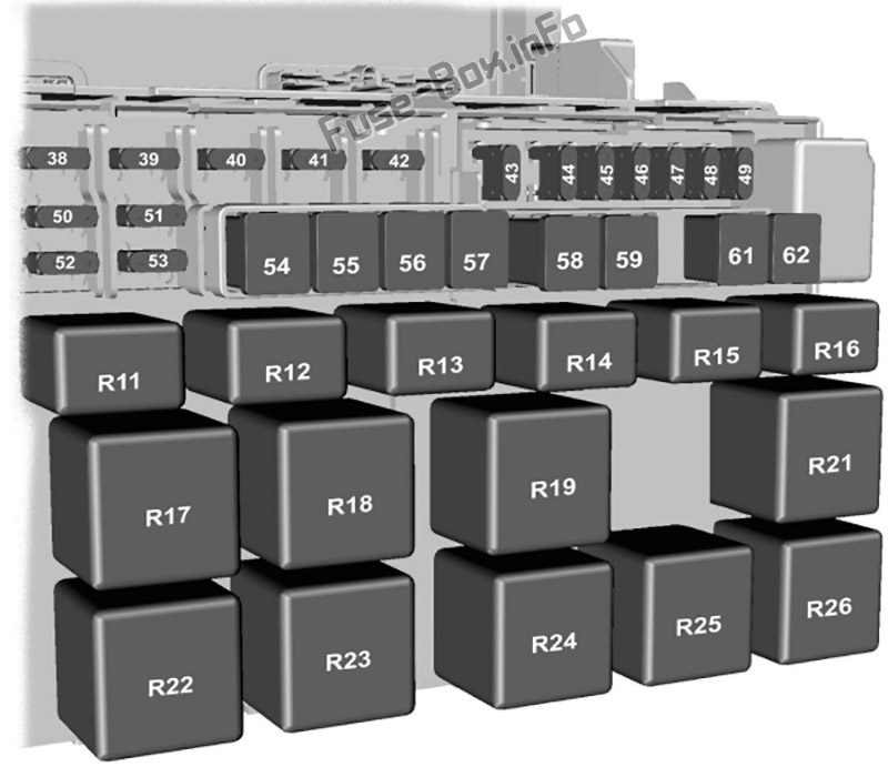Standard relay box diagram: Ford Transit (2007, 2008, 2009, 2010, 2011, 2012, 2013, 2014)