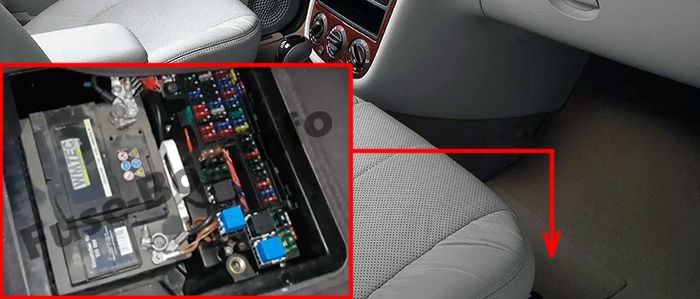 The location of the fuses in the passenger compartment: Mercedes-Benz A-Class (W168; 1997-2004)