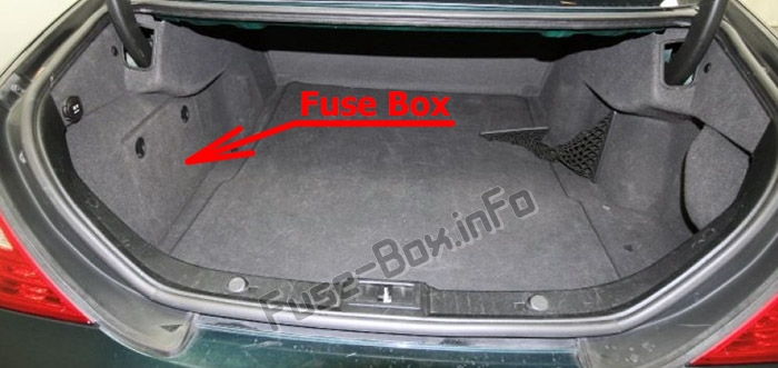 The location of the fuses in the trunk: Mercedes-Benz CLS-Class (W219; 2004-2010)