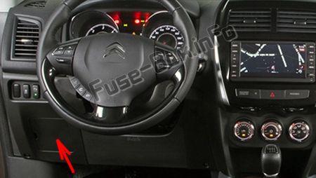 The location of the fuses in the passenger compartment (LHD): Citroen C4 Aircross (2012-2017)