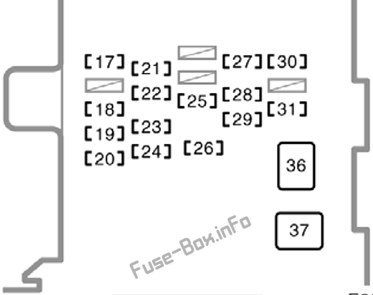Interior fuse box diagram: Toyota Corolla (1998, 1999, 2000, 2001, 2002)