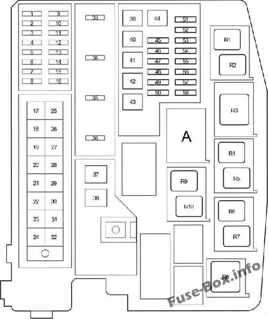 Under-hood fuse box diagram (1WW): Toyota Corolla / Auris (2013, 2014, 2015, 2016, 2017, 2018)