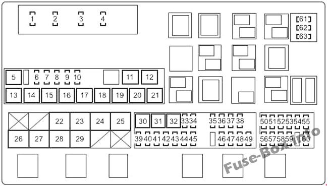 Under-hood fuse box #1 diagram: Toyota Land Cruiser (2014, 2015, 2016, 2017, 2018)
