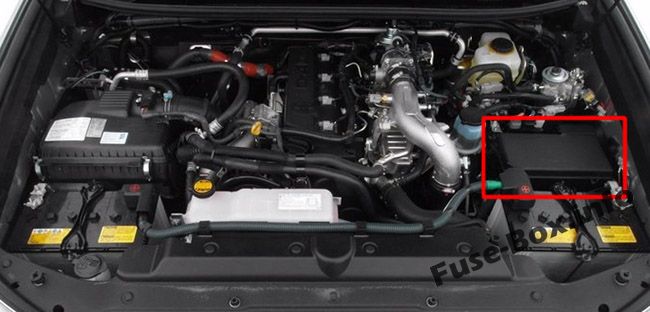 The location of the fuses in the engine compartment: Land Cruiser Prado (2010-2018)