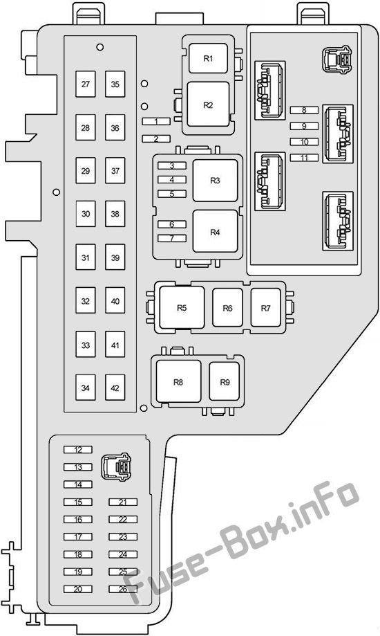Under-hood fuse box diagram: Toyota Prius (2004, 2005, 2006, 2007, 2008, 2009)