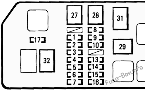 Under-hood fuse box diagram: Toyota Tacoma (1995, 1996, 1997)