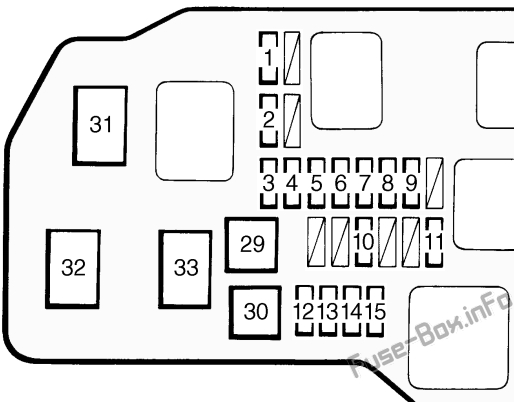 Under-hood fuse box diagram: Toyota Tacoma (1998, 1999, 2000)