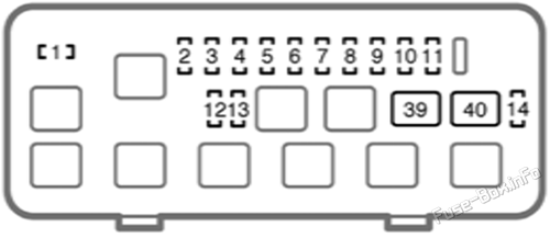 Under-hood fuse box #1 diagram: Toyota Tarago / Previa (2003-2005)