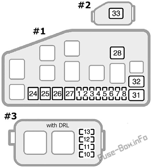 Under-hood fuse box diagrams: Toyota Tercel (1994, 1995, 1996, 1997, 1998, 1999)