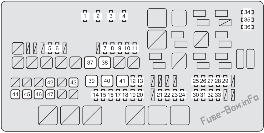 Under-hood fuse box diagram: Toyota Tundra (2007, 2008, 2009, 2010, 2011, 2012, 2013)