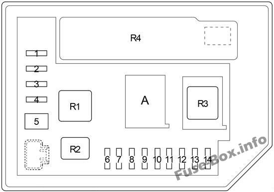 Under-hood fuse box #2 diagram: Toyota Verso-S / Ractis (2010-2017)