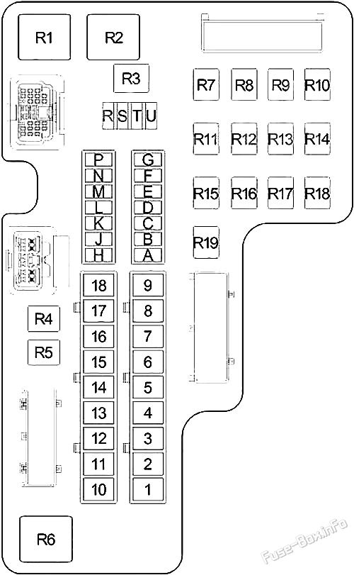 Under-hood fuse box diagram: Dodge Durango (2001, 2002, 2003)