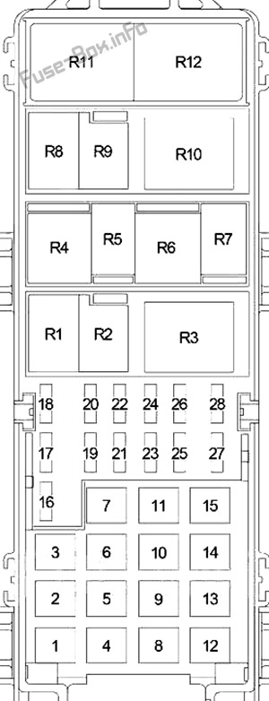 Under-hood fuse box diagram: Jeep Wrangler (2000, 2001, 2002, 2003, 2004, 2005, 2006)