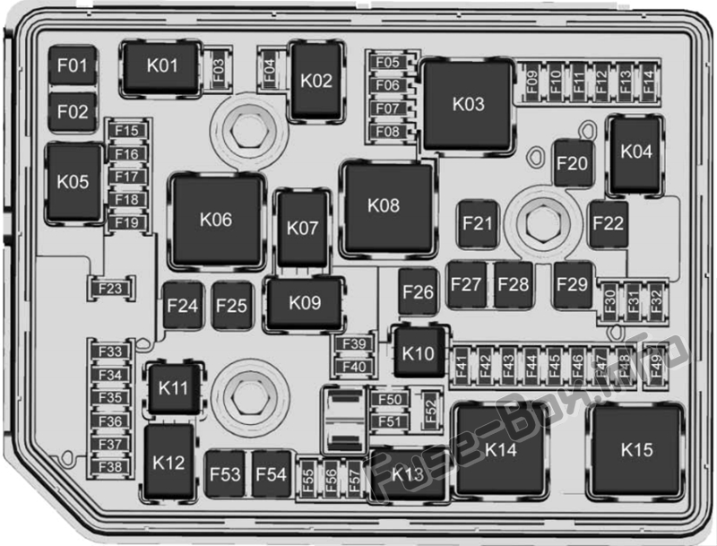 Under-hood fuse box diagram: Chevrolet Volt (2016, 2017, 2018, 2019)