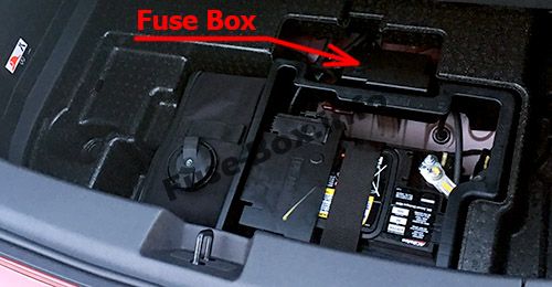 The location of the fuses in the trunk: Chevrolet Volt (2016, 2017, 2018, 2019)