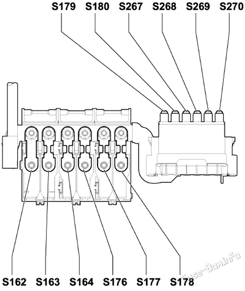 Under-hood fuse box diagram (ver.2): Volkswagen Polo (2002, 2003, 2004, 2005, 2006, 2007, 2008, 2009)
