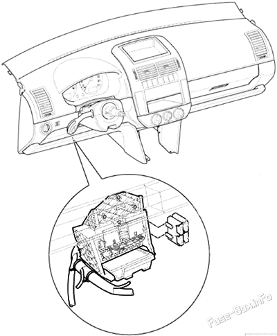 Relay panel location: Volkswagen Polo (2002-2009)