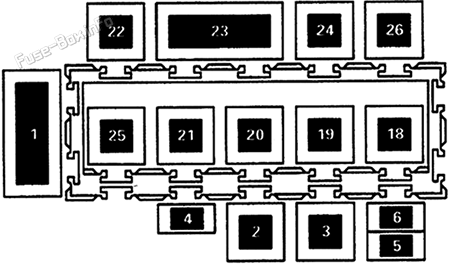 Additional relay plate and junctions: Volkswagen Sharan (1995, 1996, 1997)