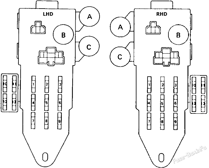 Interior fuse box diagram: Volkswagen Taro (1989-1997)
