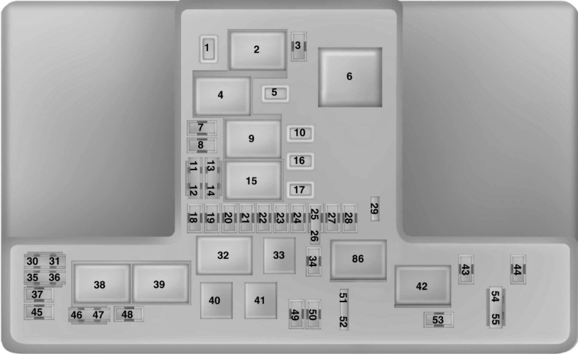 Lincoln MKX 2016-2018 Engine Compartment Top Fuse Box Diagram